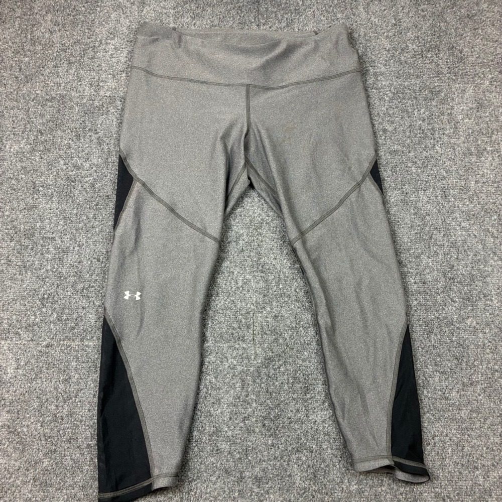 Under Armour HeatGear Compression Leggings Gray Black Mesh XL 9FBX9NBN01270